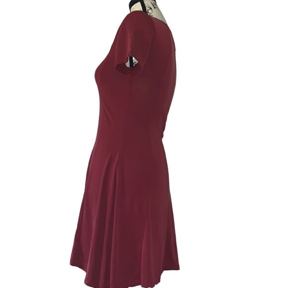 MIAMI maroon fitted flare dress XS - Picture 3 of 8
